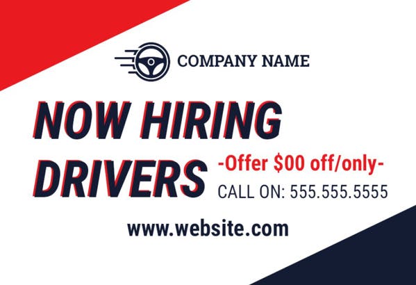 Picture of 12" x 18" - Car Magnet - Now Hiring - 12